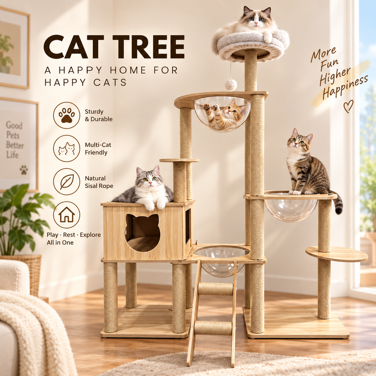 145cm Multi-Level Cat Tree
