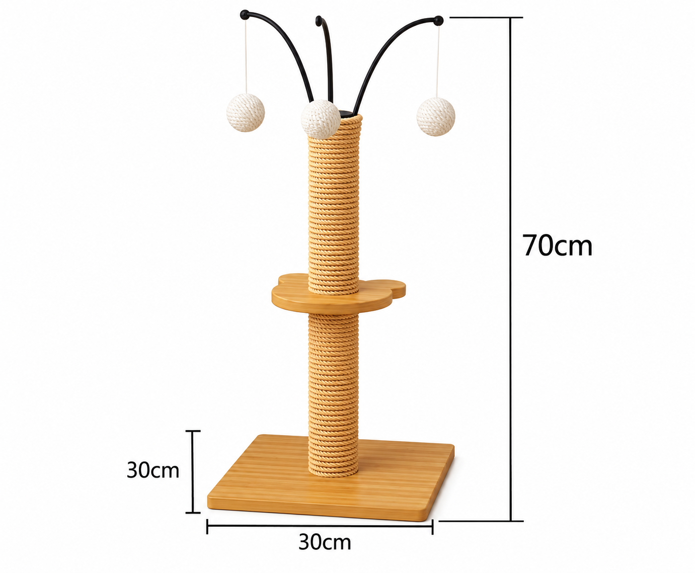 70cm Sisal Cat Scratching Post with Hanging Toys