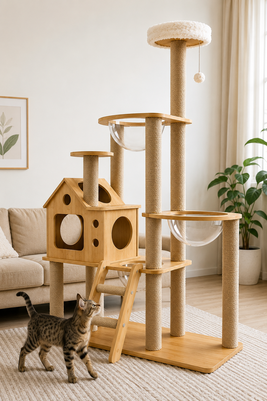 Multi-Level Cat Tree with Cat House & Sisal Scratching Posts